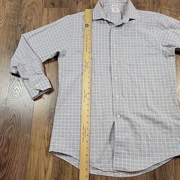 Brooks Brothers Shirt Mens 15.2 2/3 Gray Check Button Up Regent Long Sleeve - Picture 5 of 7